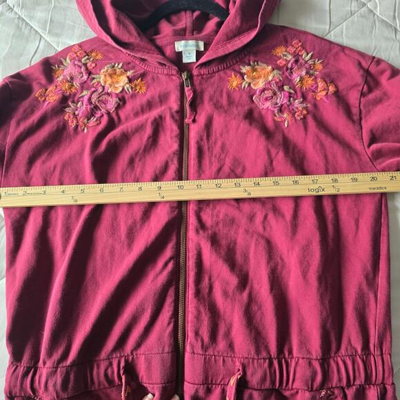 Sundance Embroidered Hoodie Jumpsuit Sz M Pink Floral Boho Cabincore Cozy Lounge - Picture 5 of 8
